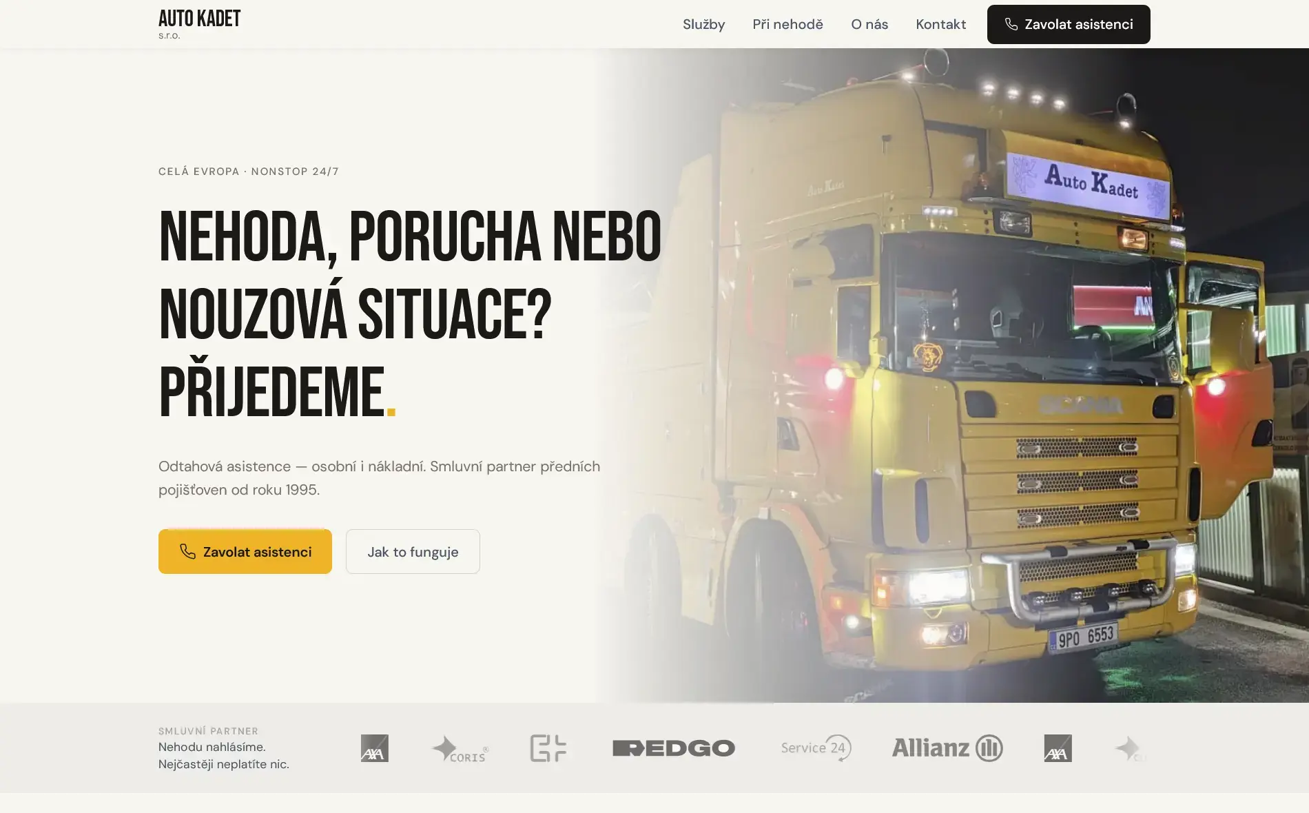 Ukázka tvorby firemního webu pro autoservis a odtahovou službu Auto Kadet